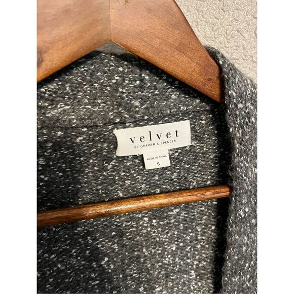 Velvet Graham & Spencer Open Front Mixed Stitch Fringe Wool Blend Cardigan, Smal - Picture 4 of 5